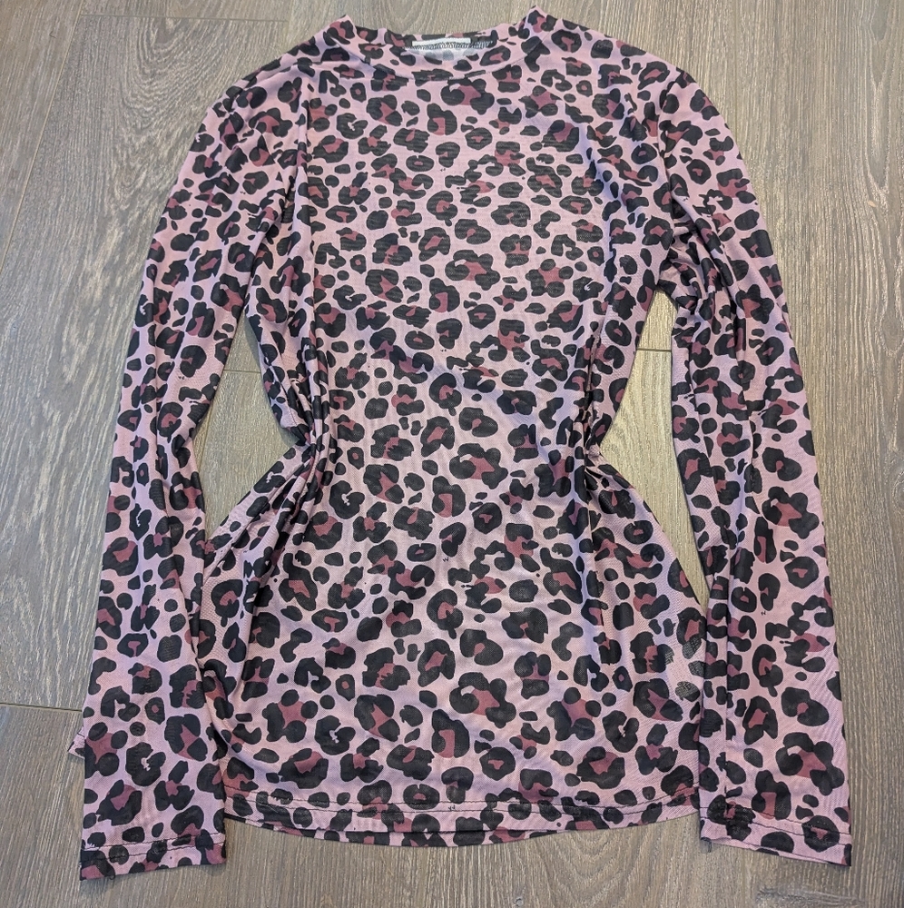 Large Mesh Top long sleeve silky feel cheetah leopard